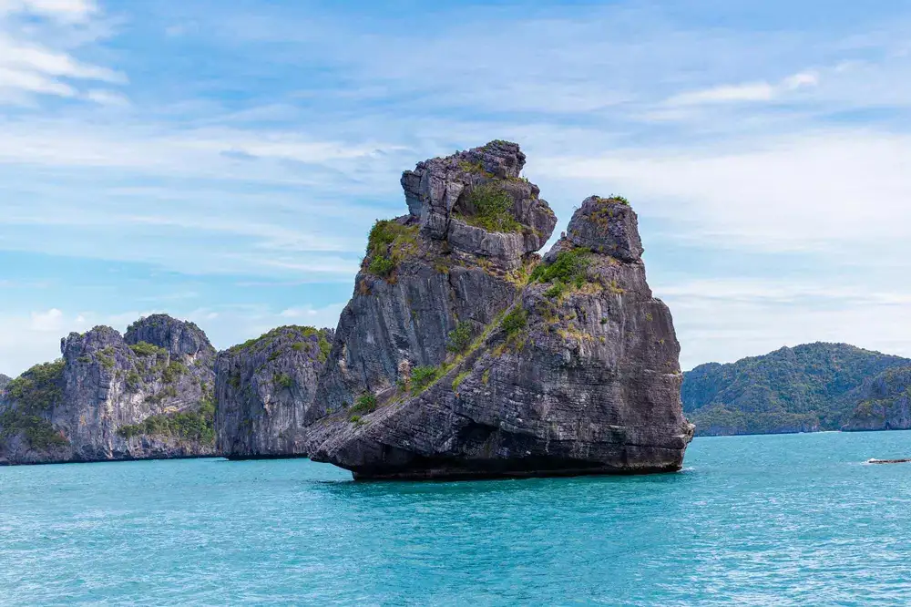 Limestone rock rising from the sea