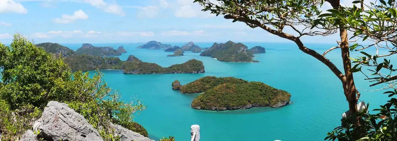 Islands of Ang Thong Marine Park seen from the viewpoint on Koh Wua Ta Lap